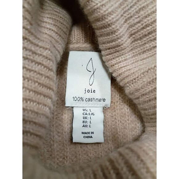 Joie Cashmere Ribbed L Turtleneck Sweater Cropped Beige Soft Pink - Picture 3 of 11